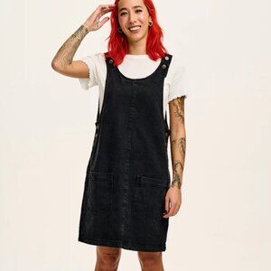 Lucky & Yak Layla Mini Denim Dress in Washed Black- Size 22